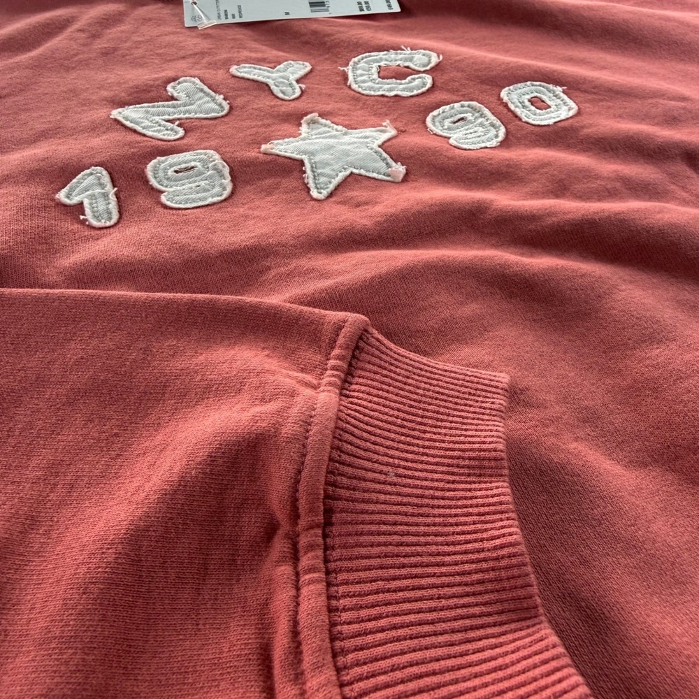 BDG Urban Outfitters NYC 1990 Applique Sweatshirt Red Orange Star Size M NEW - Picture 3 of 10